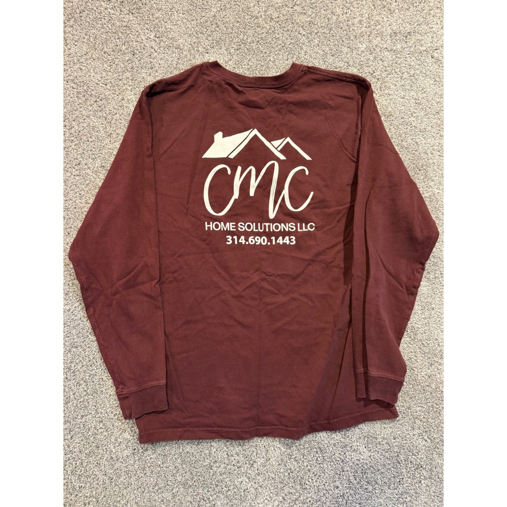 Carhartt Long Sleeve Shirt Men L Tall Maroon CMC Home Solutions Pocket Tee Work* - Picture 2 of 11